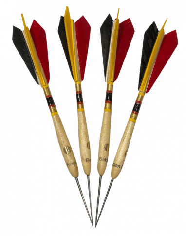 Fléchettes Belges en bois 4pcs – noir/jaune/rouge