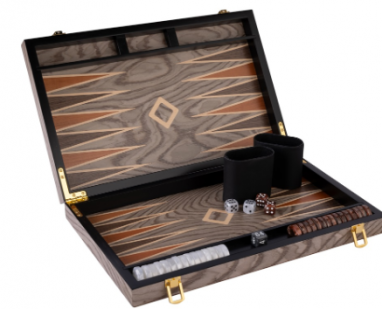 Backgammon Bois d’ébène gris – 38cm x 24cm
