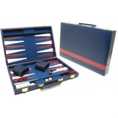 Coffret de Backgammon bleu 46×30 cm