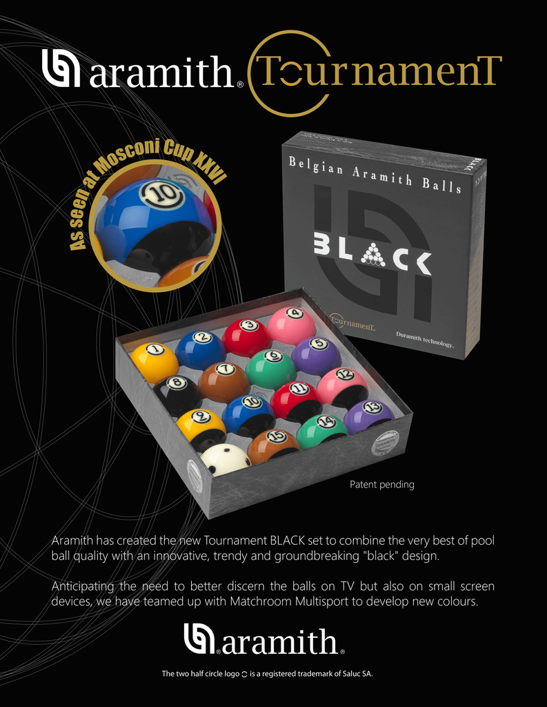 Jeu De Billes Pool 57,2mm Aramith Tournament Black Duramith - Image 3