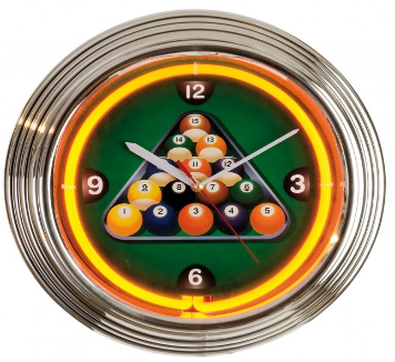 Horloge Neon Billes Pool