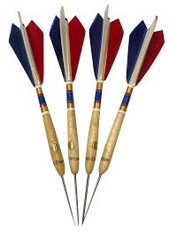 Fléchettes Belges en bois 4pcs – Bleu/Blanc/Rouge