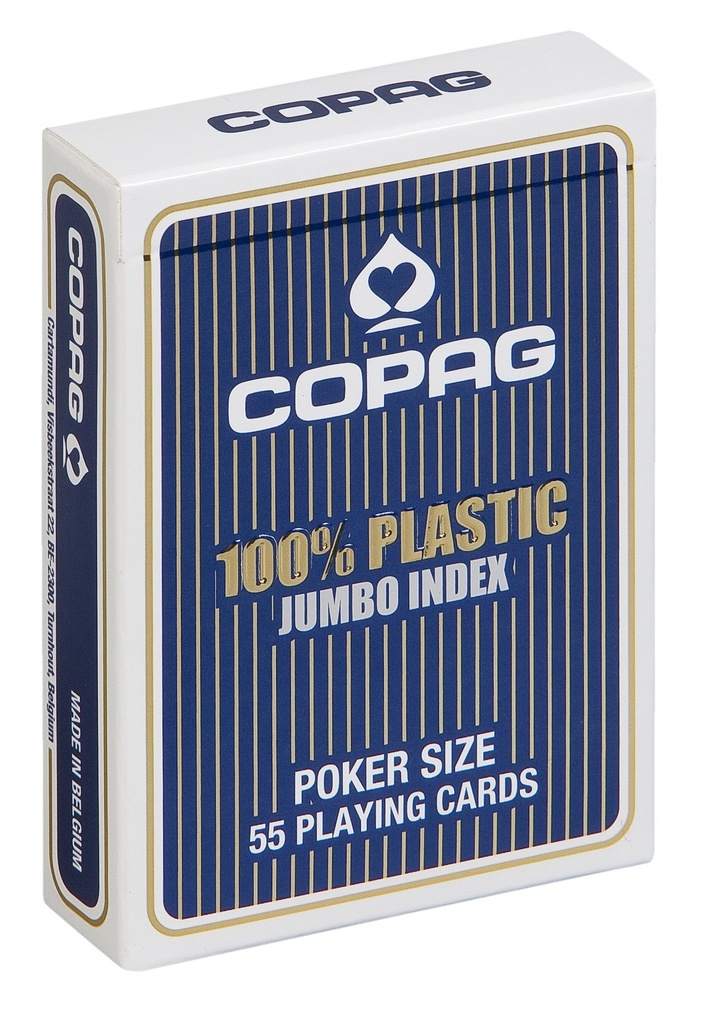 Jeu de Cartes Copag 100% plastic Jumbo Bleu